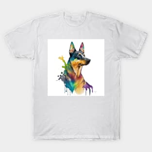 Australian Kelpie Dog In Watercolor & Pen T-Shirt